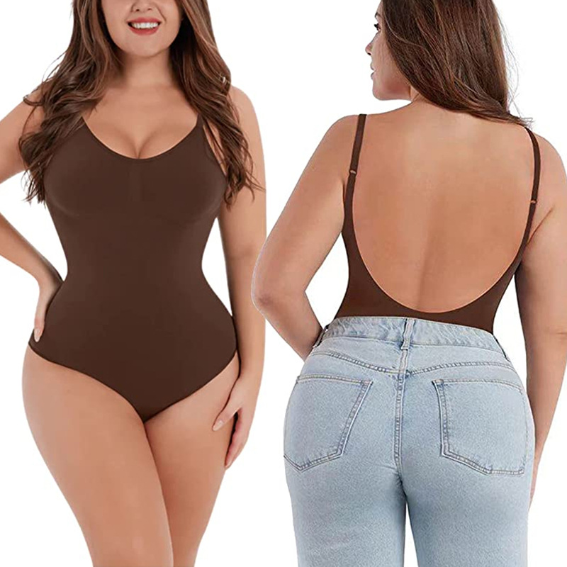 Shapewear Bodysuit Firm - シームレスバックレススカルプティングボディスーツ、お腹引き締めシェイプウェア、ヒップアップストレッチシェイパー、オープンバストスリムボディスーツ