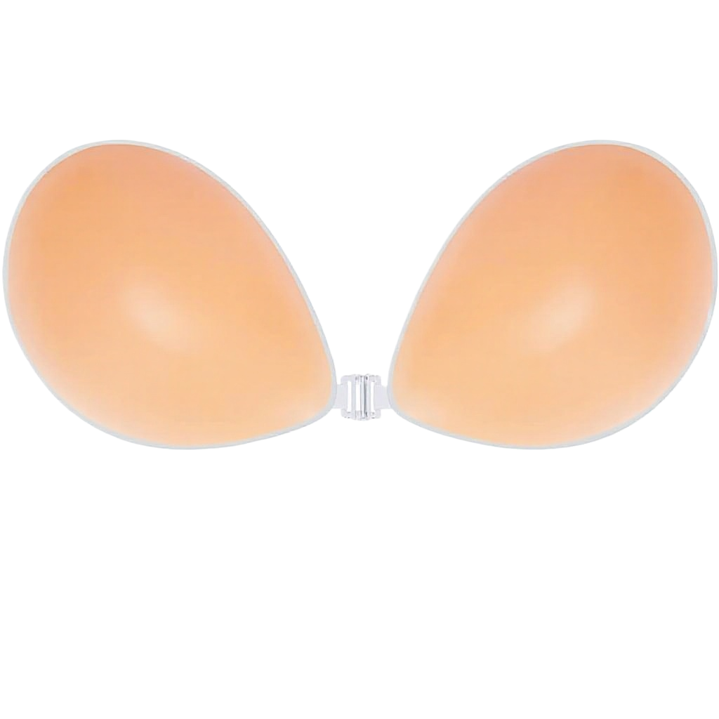 Silicone Bra Adhesive - プッシュアップワイヤーレスソリッドシリコンブラ、再利用可能な粘着式、バックレスストラップレス、イブニング/ウェディング用