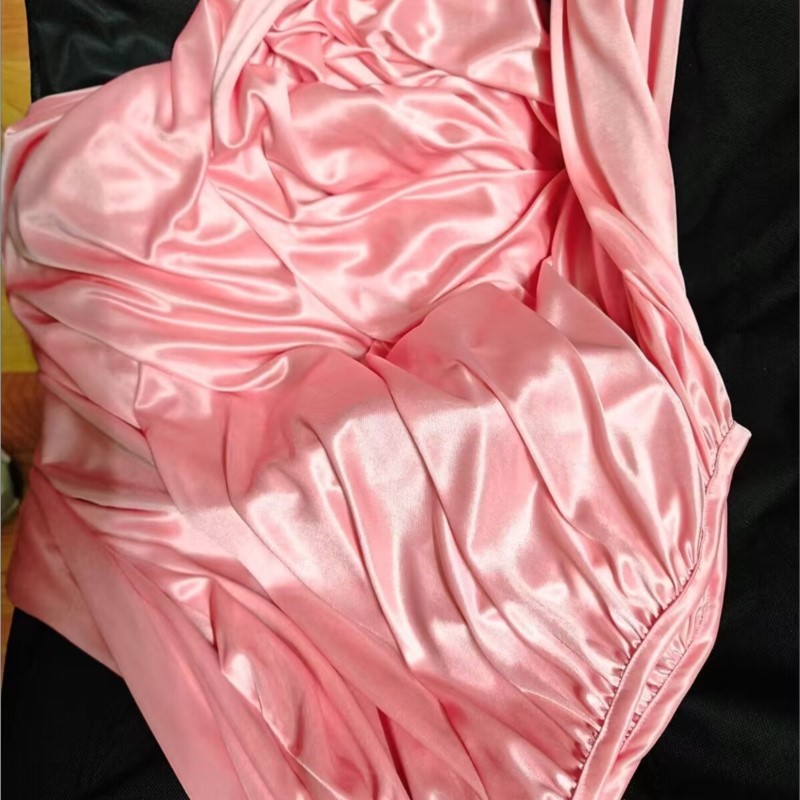 Robe Silk Women - 光沢のあるアイスシルクナイトローブ（ベルト付き）ユニセックスサテンロングドレスルーズマキシドレスプルオーバーエレガントドレス寝間着ソフトシルキードレス