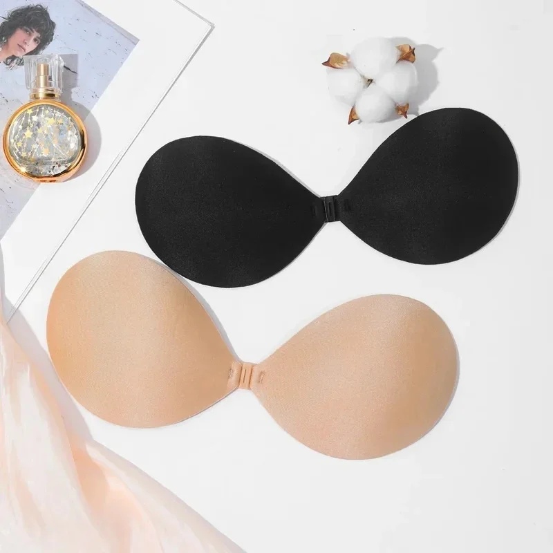 Silicone Bra Adhesive - 1/2/4個入り 女性用ブラジャー インビジブルプッシュアップブラ セルフアドヒーシブシリコン シームレスフロントクロージャー 粘着式バックレスストラップレスブラ