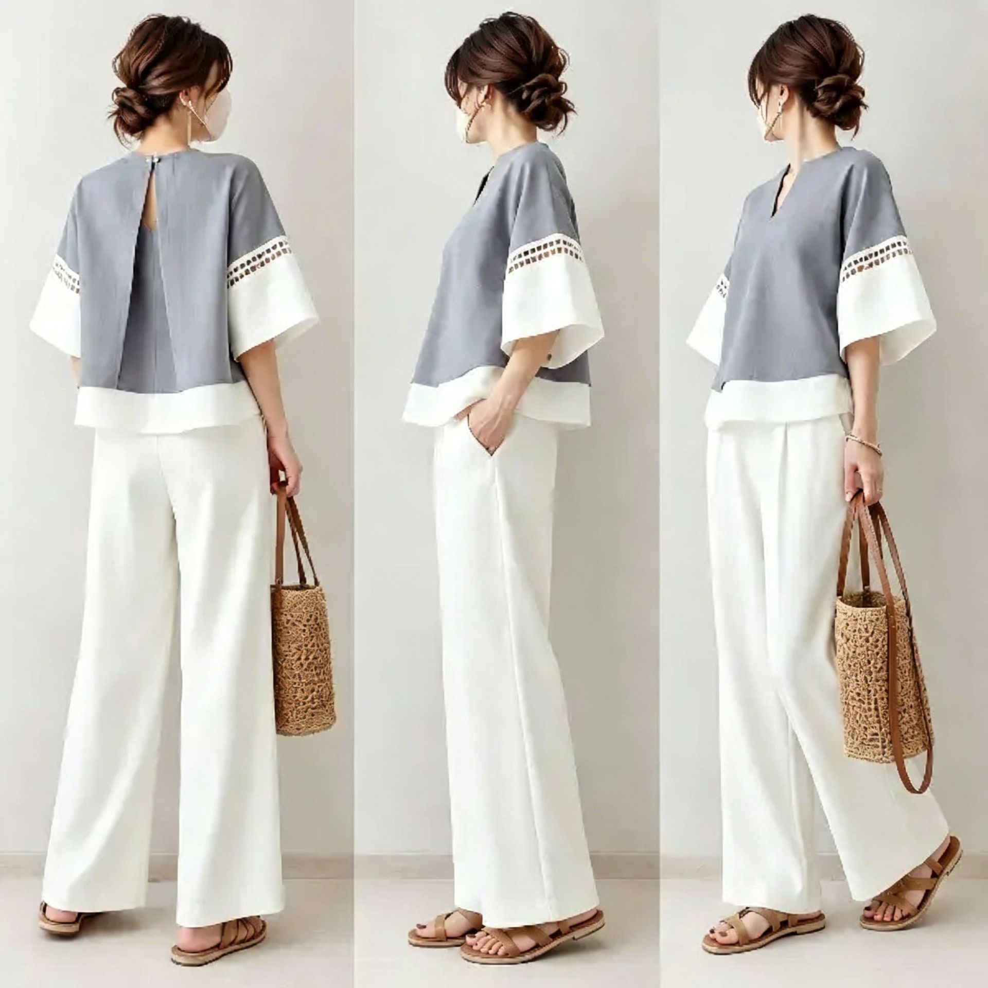 2026年新作ツーピースセット：Vネックカラーブロック中空デ - Robe Silk Women のレビューと価格