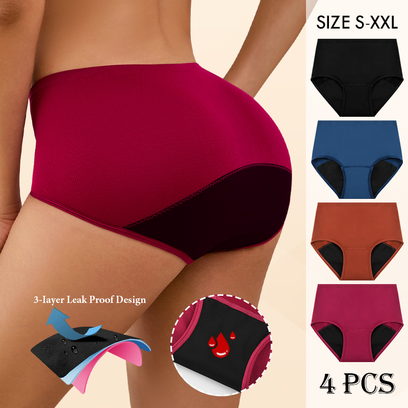 女性用シームレス生理用ショーツ、3層吸収保護機能付き、無地の - Period Panty Absorbent のレビューと価格