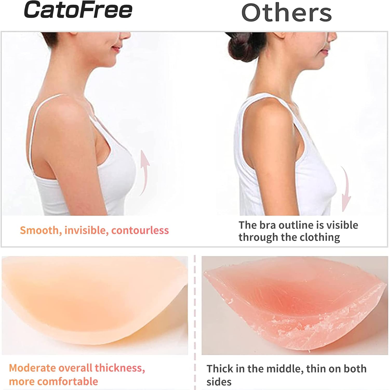 プッシュアップワイヤーレスソリッドシリコンブラ、再利用可能な - Silicone Bra Adhesive のレビューと価格
