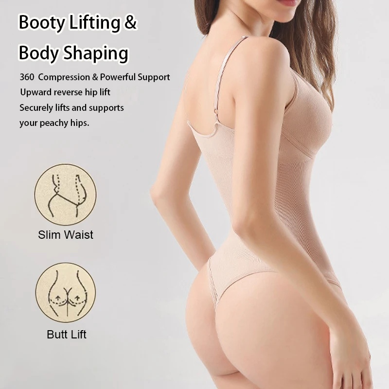 女性用バックレスボディスーツシェイプウェア、深いVネック、ス - Shapewear Bodysuit Firm のレビューと価格